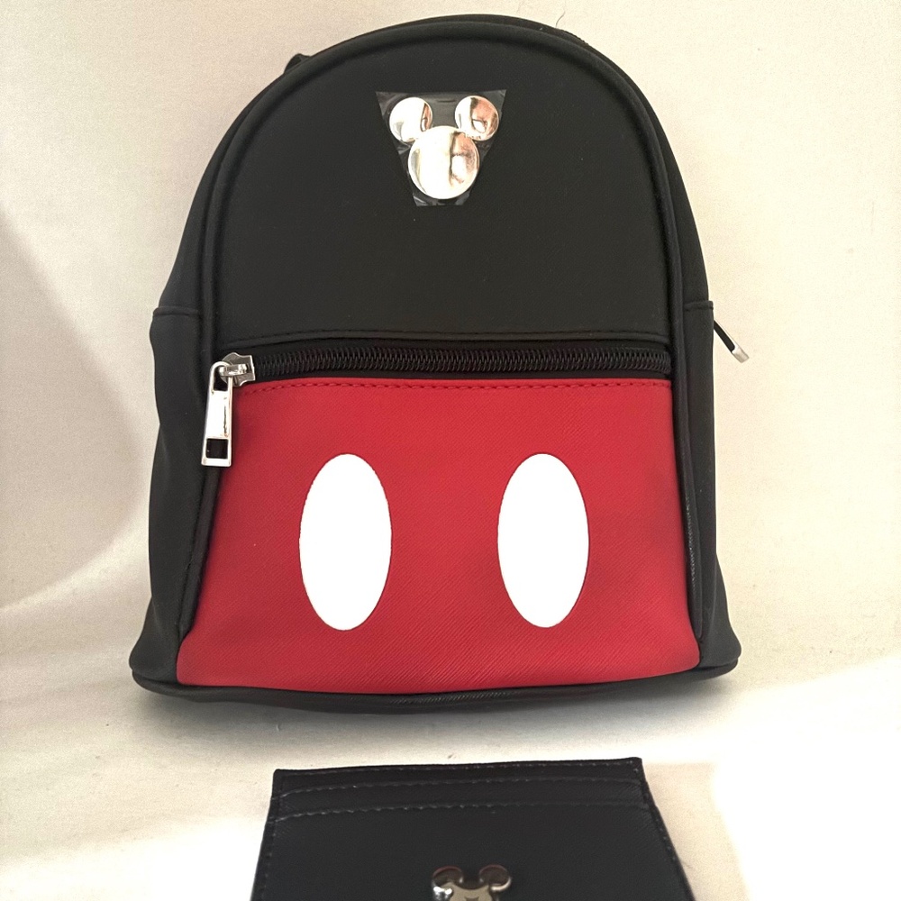 Disney Mickey Mouse Mini Backpack Vegan Leather with Cardholder, New